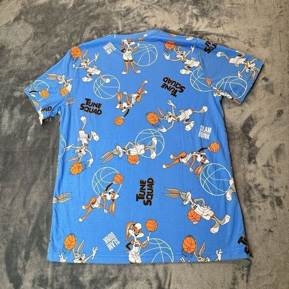 Space Jam Sz L Tune Squad Slam Dunk Shirt A New Legacy Print All Over Blue 0230 - Picture 7 of 10